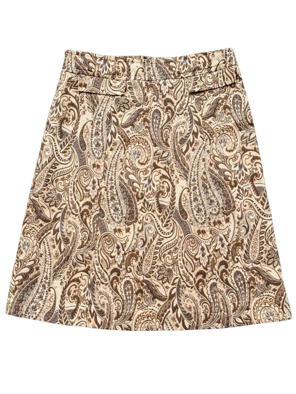 Express Design Studio Metallic Gold Paisley A Line Skirt Size 6 Knee Length
